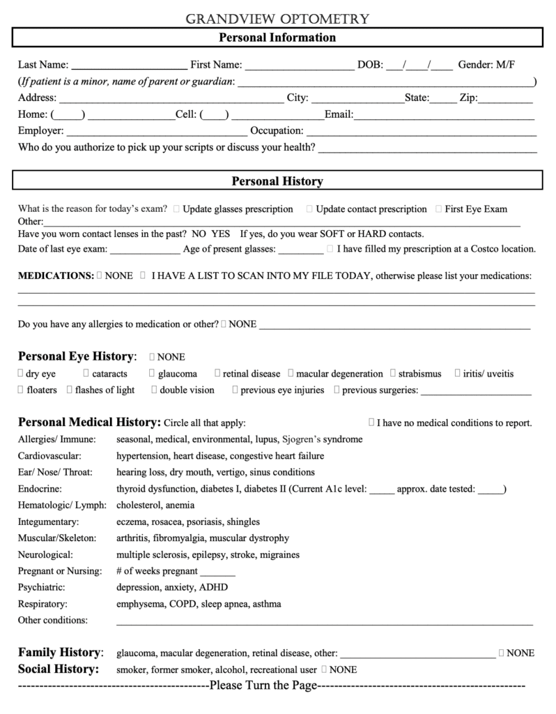 Patient Intake Form Preview