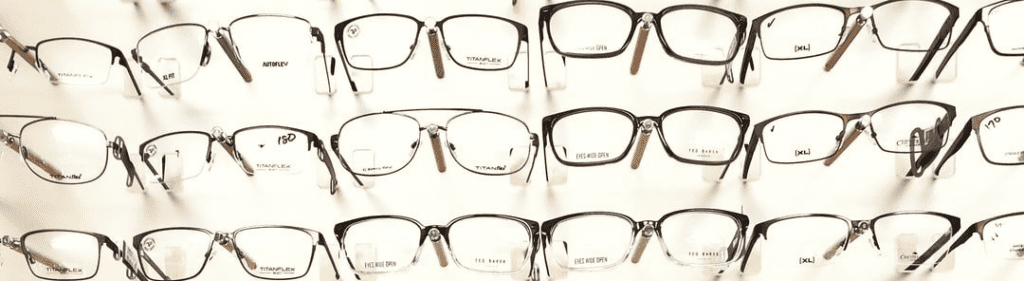 Display of glasses
