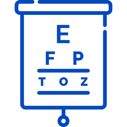An icon of an eye exam chart