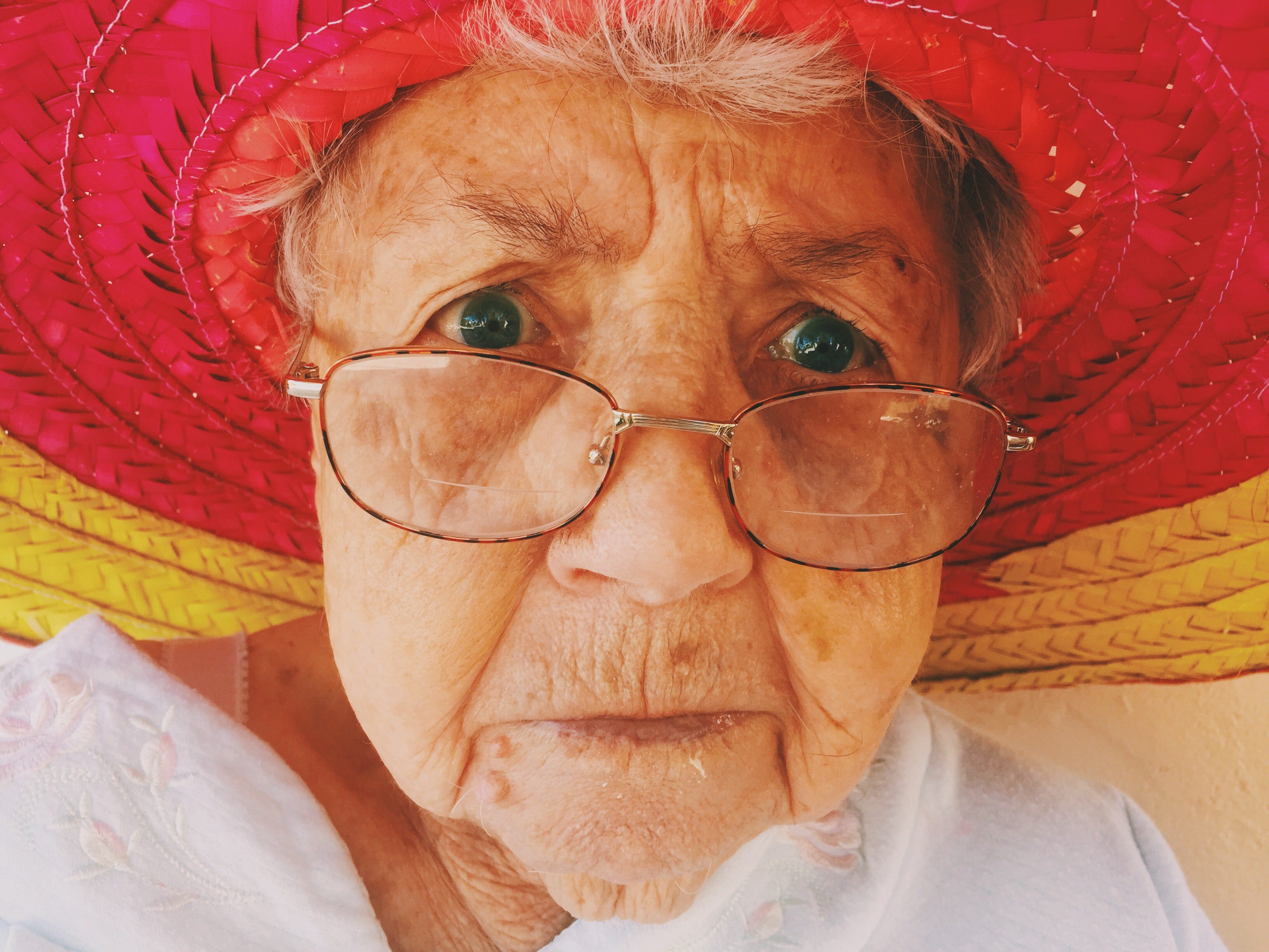 Older woman with hat